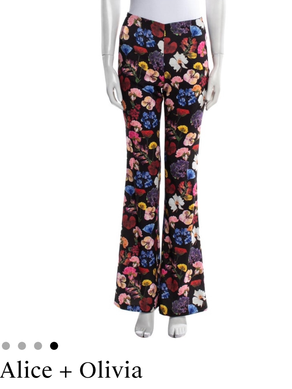 Alice + Olivia Black Floral Bootcut Pants Botanical Black - Picture 2 of 11
